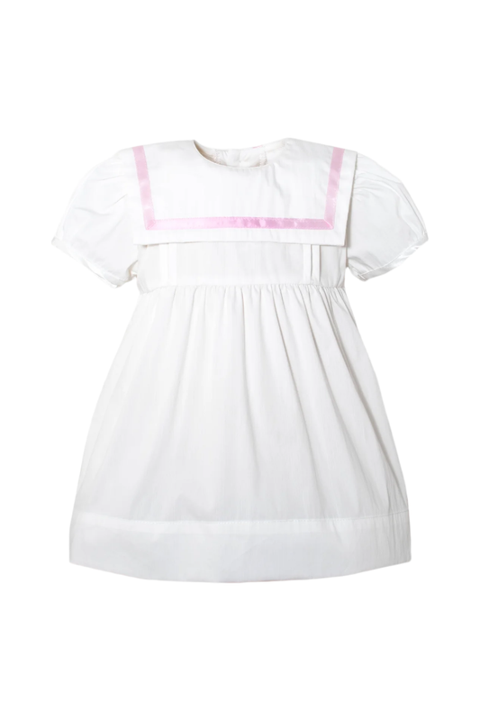 20124-Short Sleeve White & Pink Baby & Toddler Dress