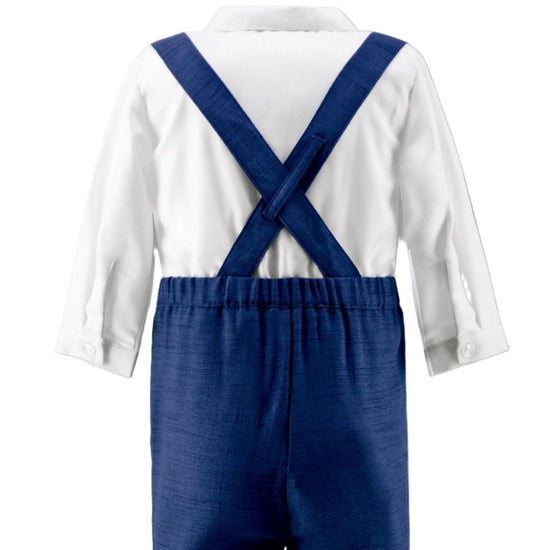 Silk Navy Baby Boy Suspender Shorts Set 2 - Carriage Boutique