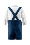 Silk Baby Boy & Toddler Navy Suspender Shorts Set