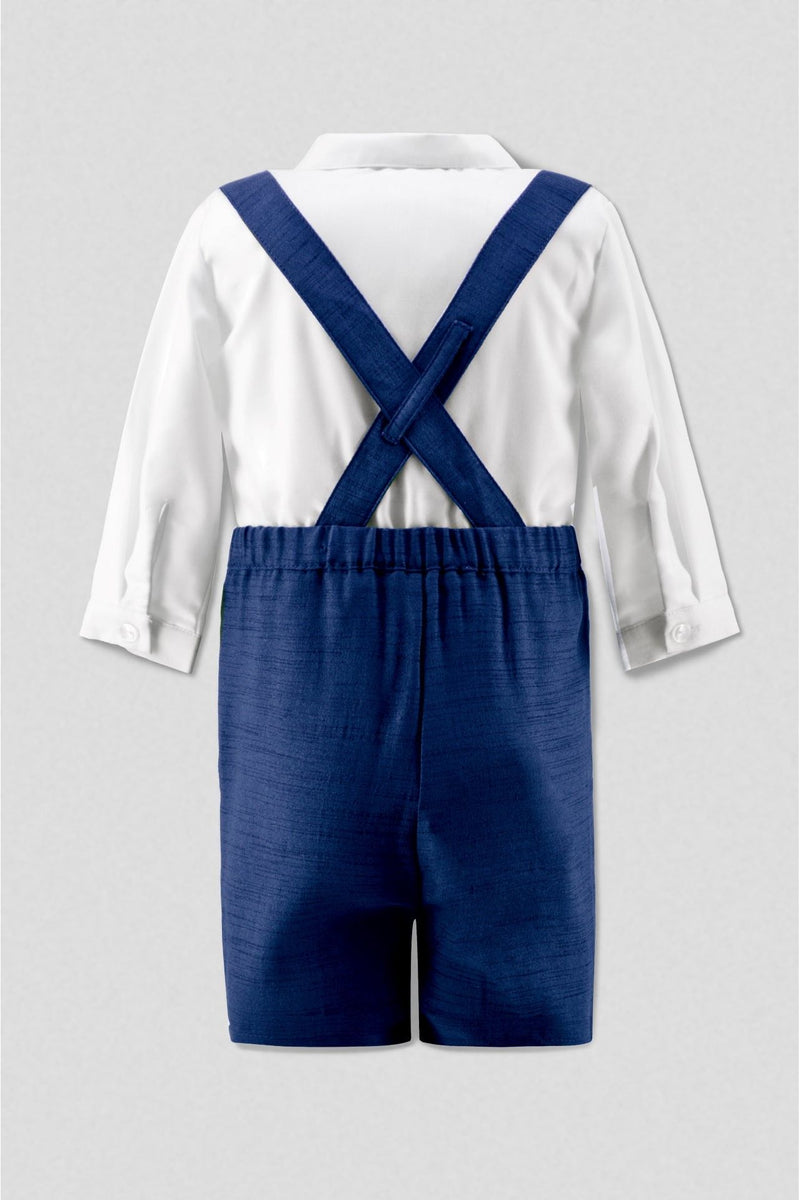 Silk Navy Baby Boy Suspender Shorts Set 2 - Carriage Boutique