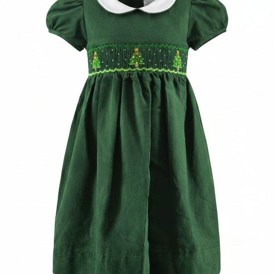 Smocked Christmas Trees Short Sleeve Baby & Toddler Girl Dress Carriage Boutique Smocked Christmas Trees Short Sleeve Baby & Toddler Girl Dress Carriage Boutique