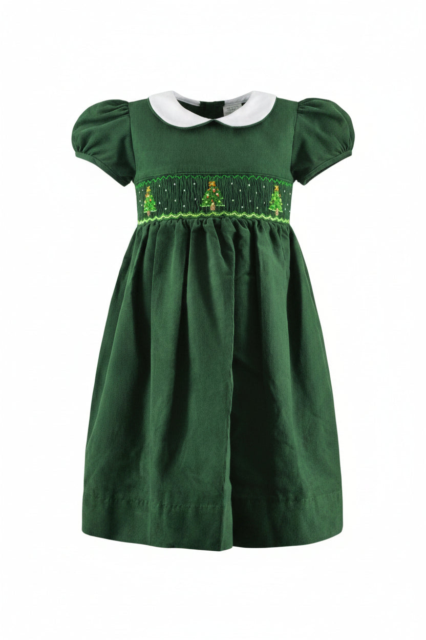 Smocked Christmas Trees Short Sleeve Baby & Toddler Girl Dress - 6Y Smocked Christmas Trees Short Sleeve Baby & Toddler Girl Dress - 6Y