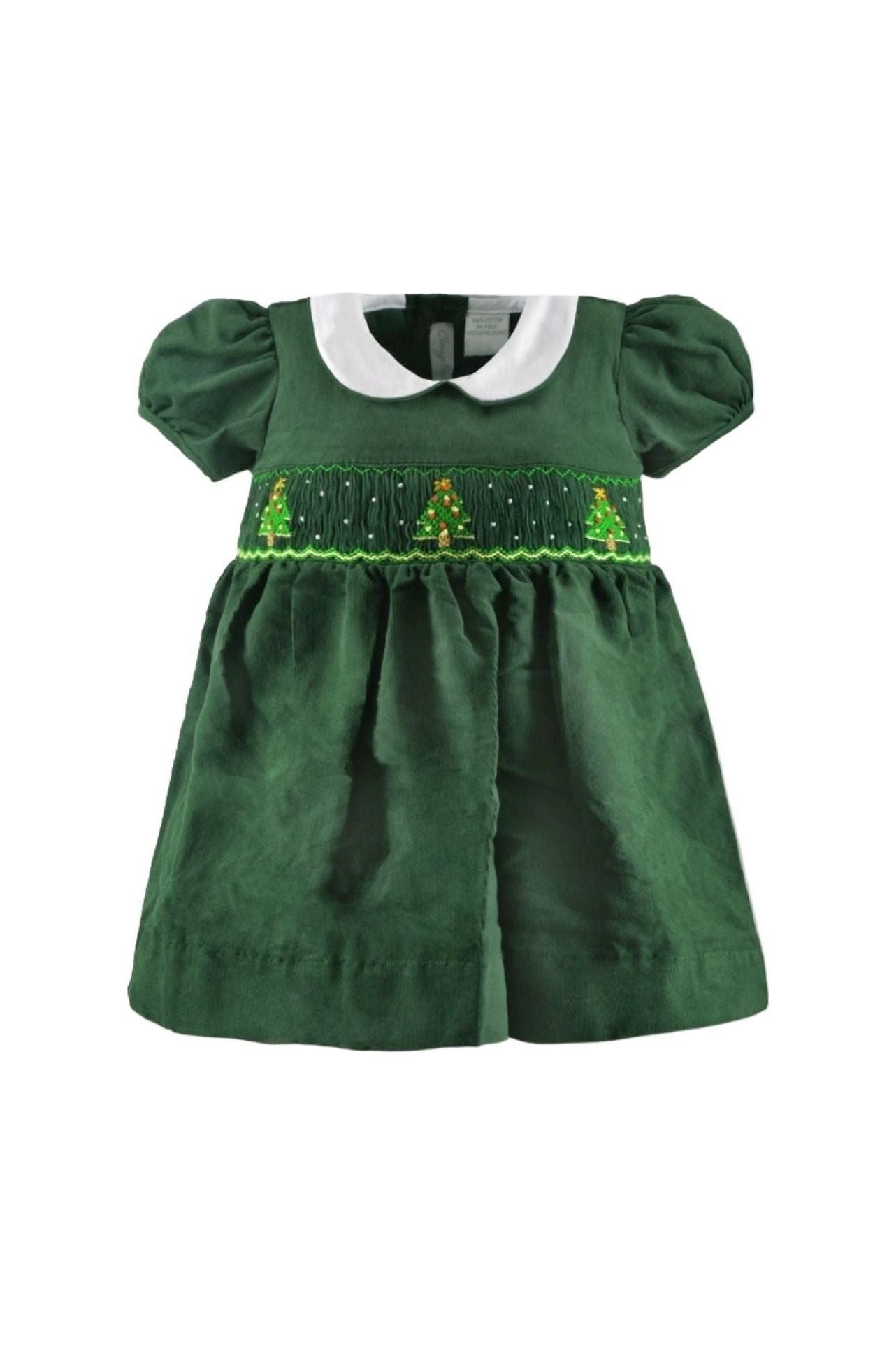 Smocked Christmas Trees Short Sleeve Baby & Toddler Girl Dress - 6Y Smocked Christmas Trees Short Sleeve Baby & Toddler Girl Dress - 6Y