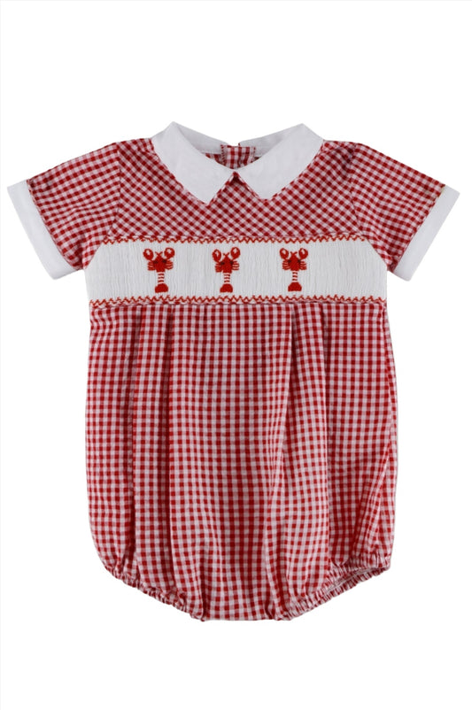 Smocked Lobster Seersucker Baby Boy & Toddler Bubble Romper