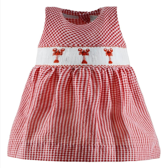 Carriage Boutique Smocked Lobster Seersucker Baby Girl Dress