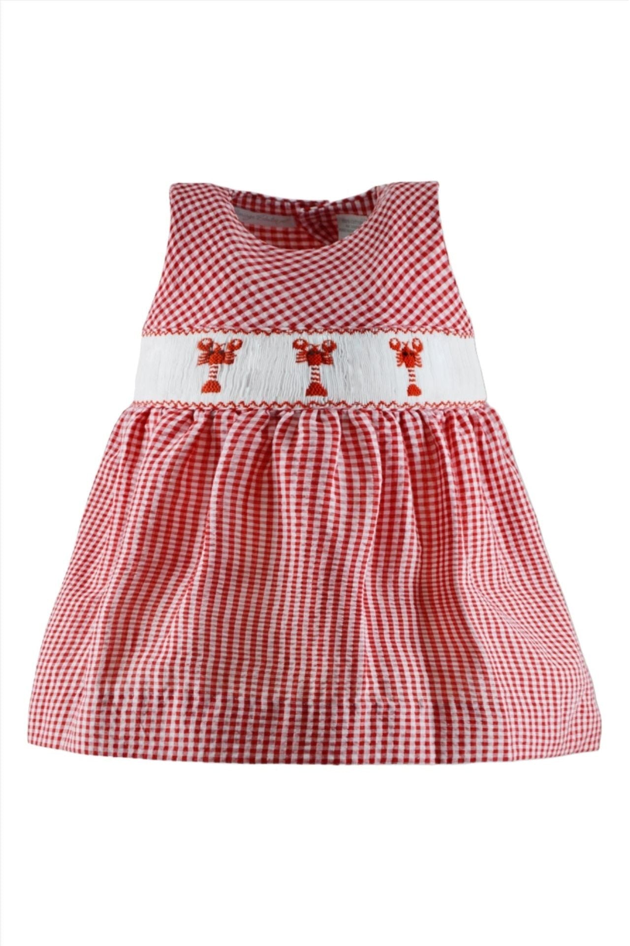 Carriage Boutique Smocked Lobster Seersucker Baby Girl Dress