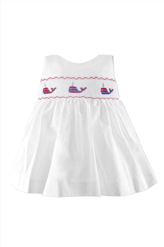 Smocked Red Whale of USA Baby Girl Dress