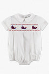 Smocked Whale of USA Baby Boy Bubble Romper