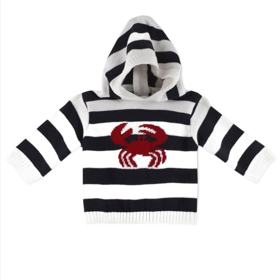 Striped Red Crab Zip Back Baby Boy Sweater