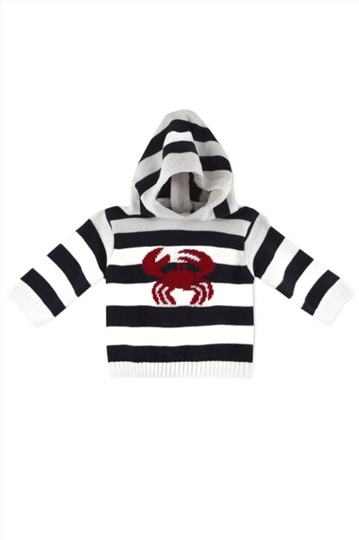 Striped Red Crab Zip Back Baby Boy Sweater