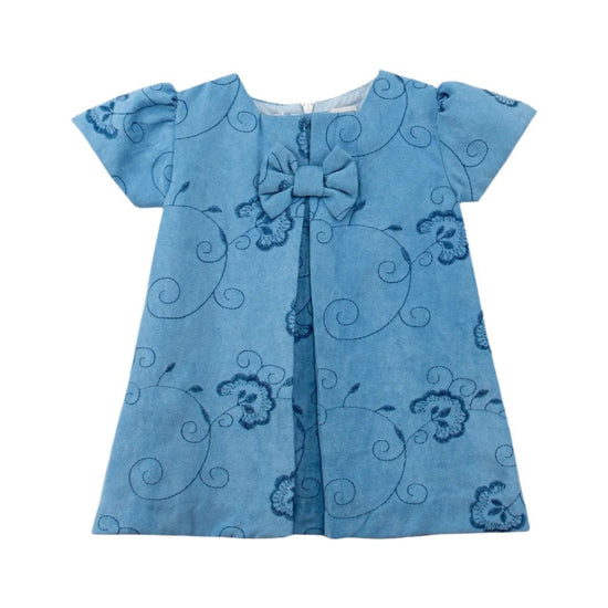 Suede Pattern Short Sleeve Baby & Toddler Girl Dress-1