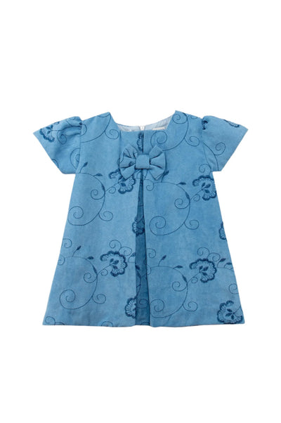 Suede Pattern Short Sleeve Baby & Toddler Girl Dress-1