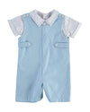 Swiss Blue Shortall Baby Boy Romper with Shirt