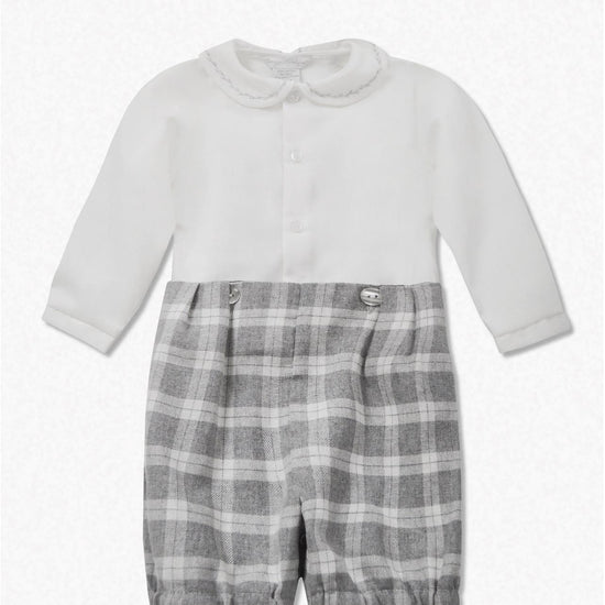 White & Gray Heathered Plaid Baby & Toddler Boy Bobby Suit - Carriage Boutique