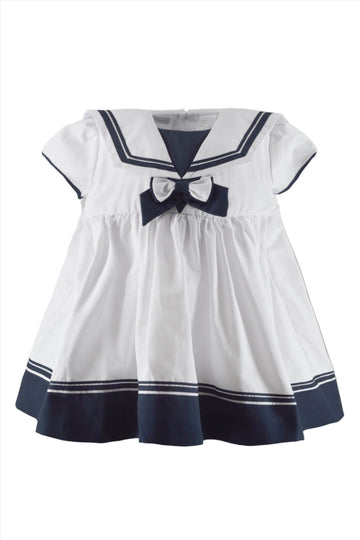 White Nautical Sailor Baby Girl Dress 