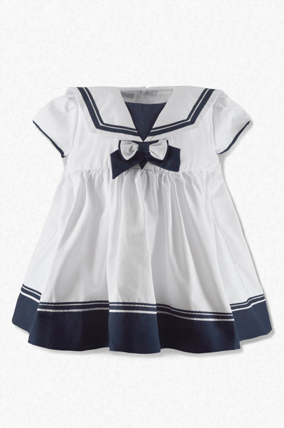 White Nautical Sailor Baby Girl Dress 