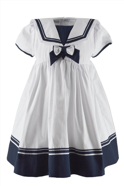 White Nautical Sailor Toddler Girl Dress