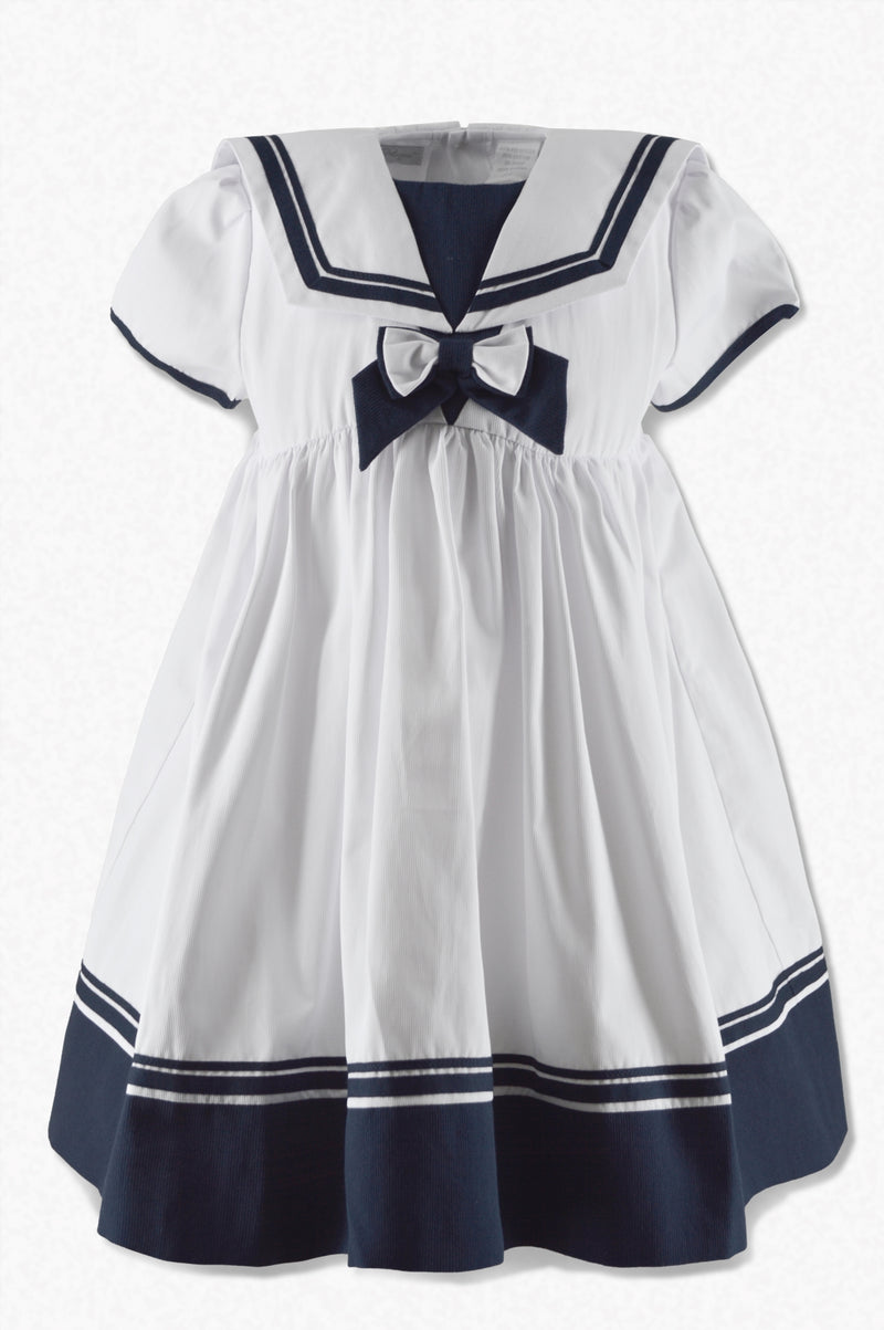 White Nautical Sailor Toddler Girl Dress