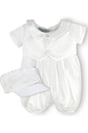 Satin Christening & Baptism Vested Baby Boy Romper with Hat