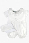 Satin Christening & Baptism Vested Baby Boy Romper with Hat