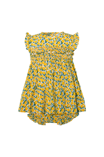 20142-Yellow Flutter Sleeve Baby & Toddler Dress with Panty