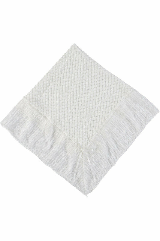 Christening Blanket Shawl Belgium Lace with White Ribbon - Carriage Boutique