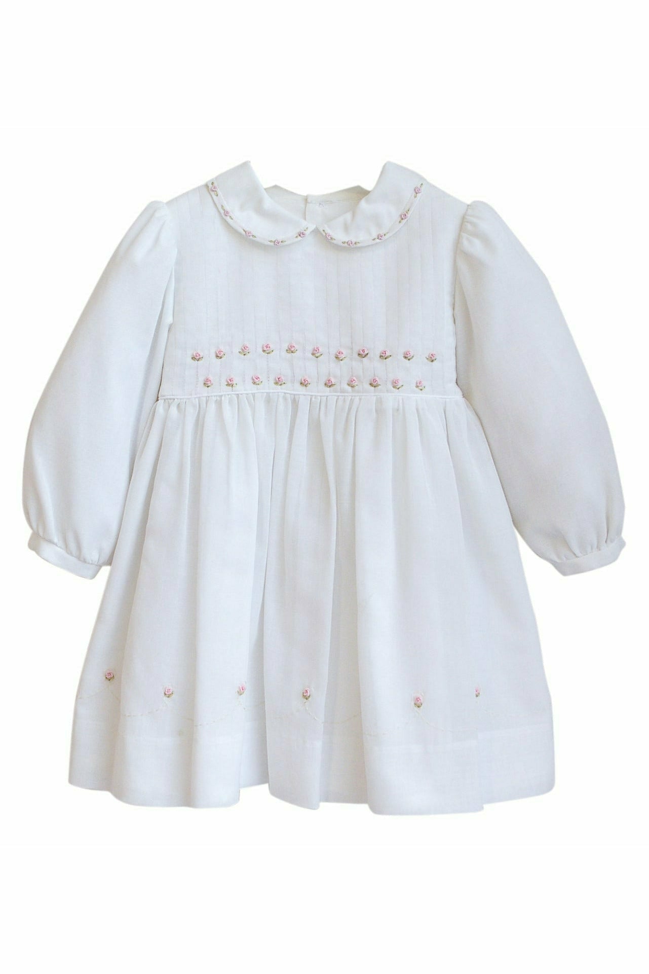 Baby Girl Rose Flowers White Long Sleeve Dress – Carriage Boutique