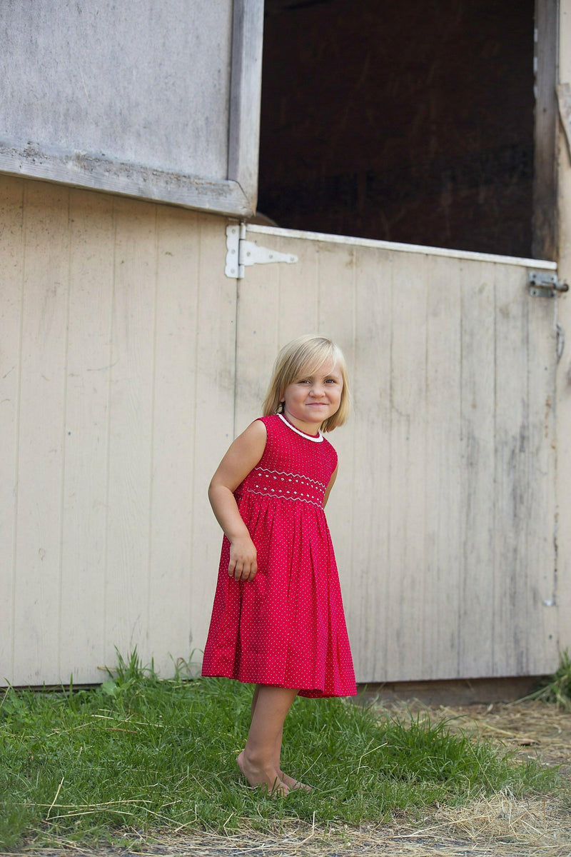 Hand Smocked Red Dress - Carriage Boutique