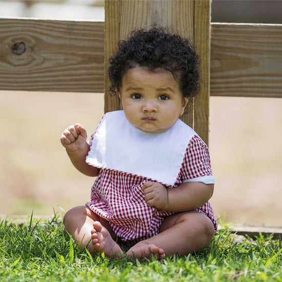 Monogram Check Baby Boy Bubble Romper  - Carriage Boutique