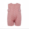 Monogram Red Check Jon Jon Baby & Toddler Romper  - Carriage Boutique