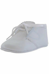 Baby Boys Leather Soft Sole Shoes w/ Laces - White Leather [product_tags] - Carriage Boutique