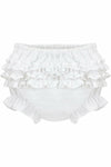 Baby Girls Ruffle Diaper Covers - White Bloomers - Carriage Boutique