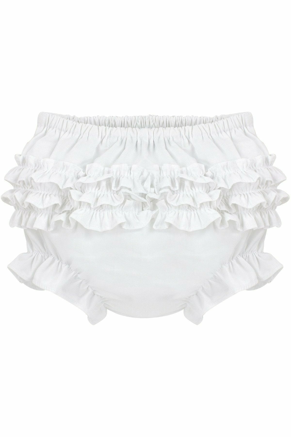 Baby Girls Ruffle Diaper Covers - White Bloomers - Carriage Boutique