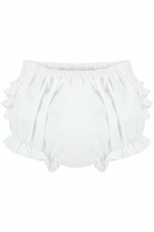 Baby Girls Ruffle Diaper Covers - White Bloomers - Carriage Boutique