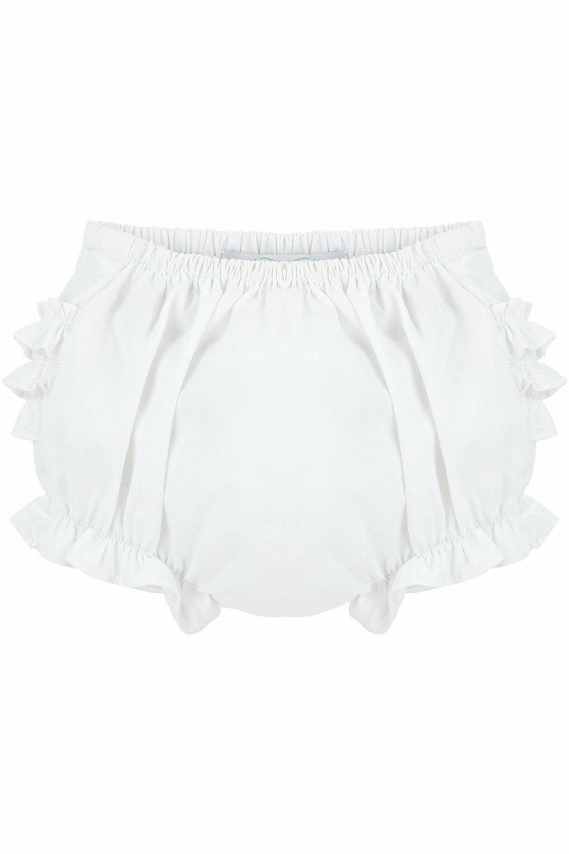 Baby Girls Ruffle Diaper Covers - White Bloomers - Carriage Boutique