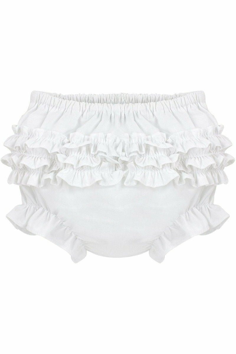 White Linen Bloomers for Little Girls, Baby Diaper Cover With
