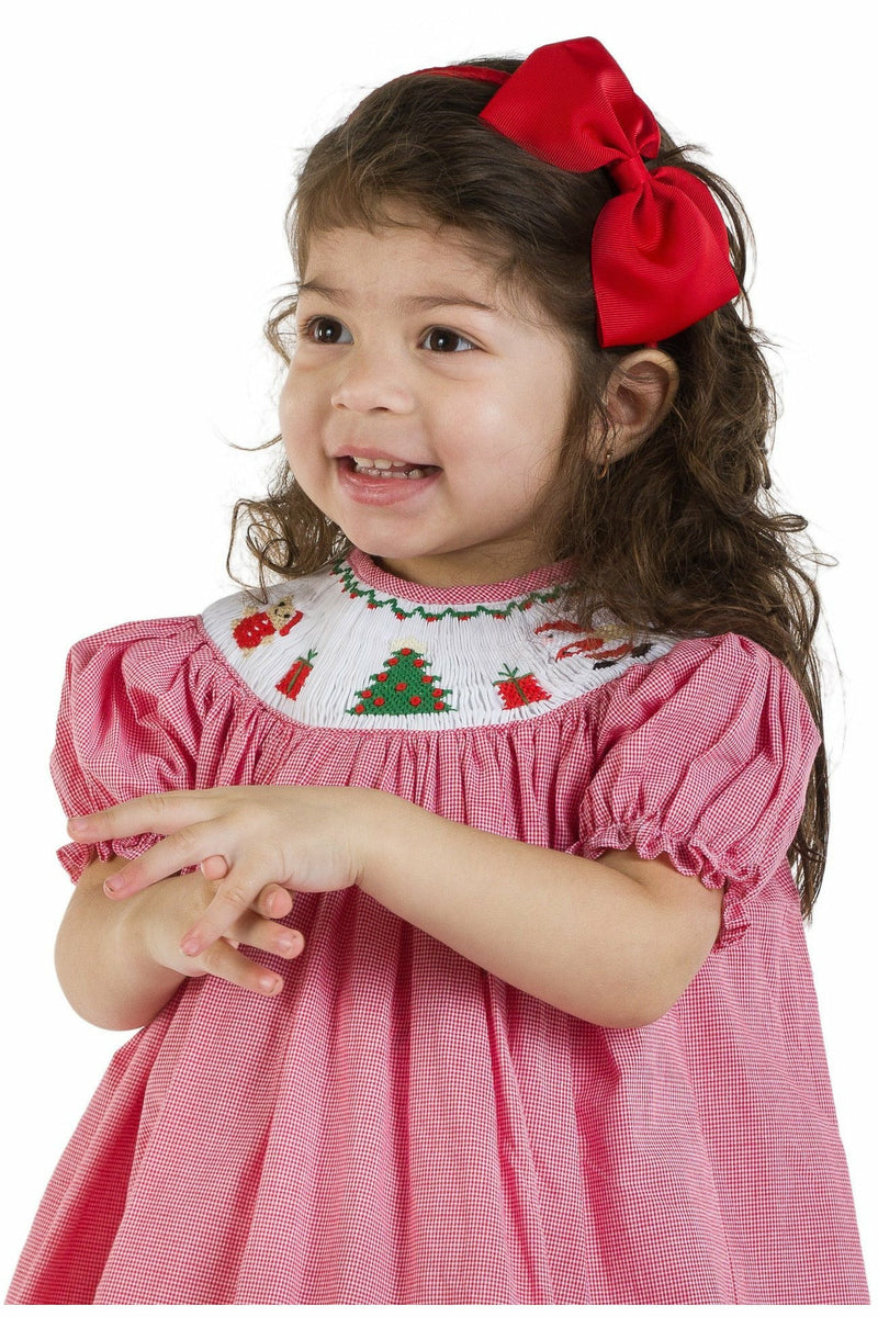 Baby Girls Light Red Hand Smocked Bishop Dress [product_tags] - Carriage Boutique