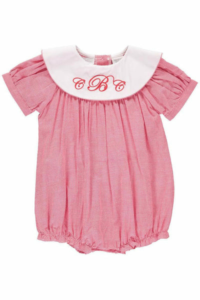 Baby Girls Light Red Monogram Blank Bubble [product_tags] - Carriage Boutique