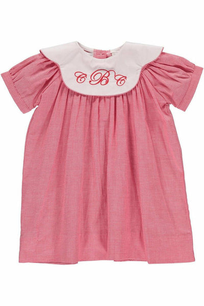 Baby Girls Light Red Monogram Blank Bishop Dress [product_tags] - Carriage Boutique