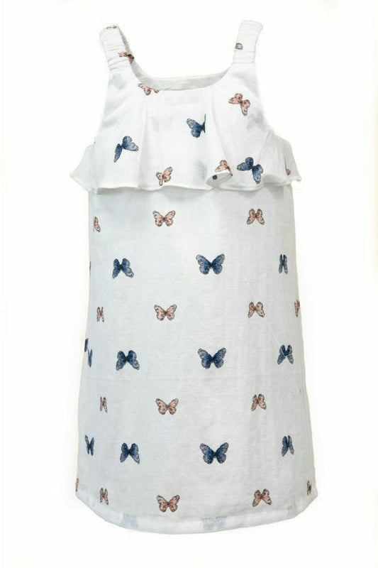 Toddler Girls Dress - White Butterfly