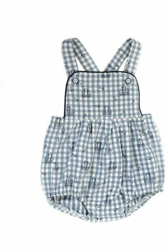 Nautical Boat Sunsuit Boys Romper - Carriage Boutique