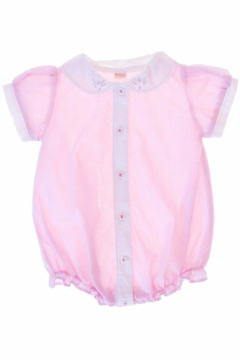 Baby Girl Hand Embroidered Bubble Romper - Pink [product_tags] - Carriage Boutique