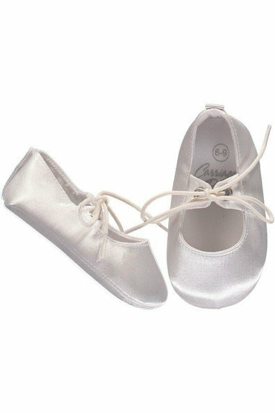 Baby Boys Christening/Baptism Shoes Leather Soft Soles with Shoelace Bow - Carriage Boutique