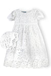 Baby Girls White Lace Christening & Baptism Dress - With Matching Bonnet