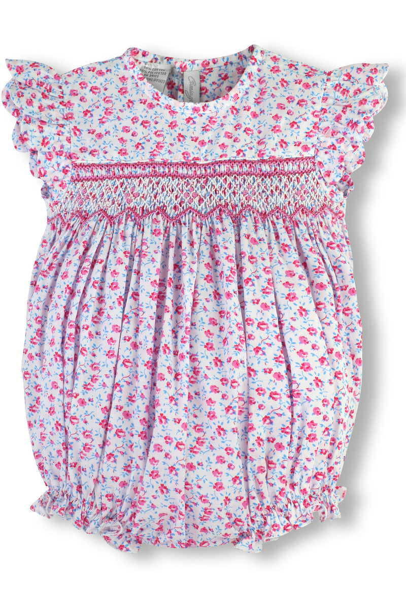 Rose Floral Print Baby Girl Bubble Romper
