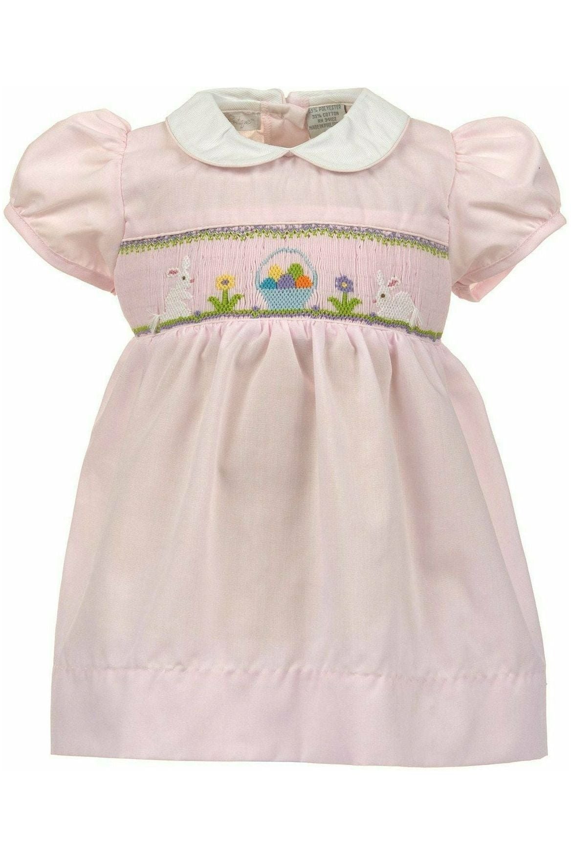Classic Easter Smocked Bunnies Yoke Toddler Dress