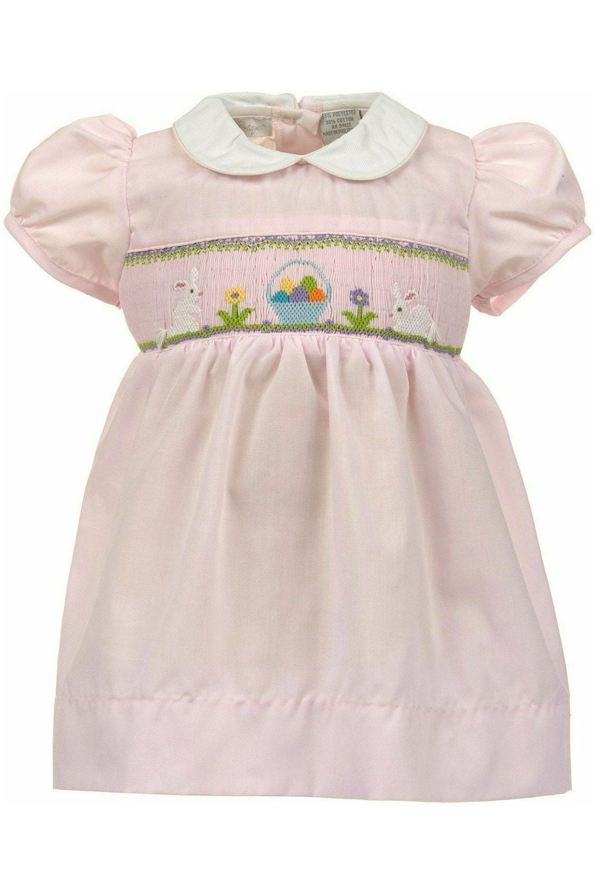 Carriage Boutique Baby Girls Easter Dress - Hand Smocked Easter Bunnies and Eggs - Carriage Boutique