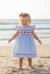 Smocked Crabs Blue Striped Girl Dress (Babies & Toddlers) 3 - Carriage Boutique