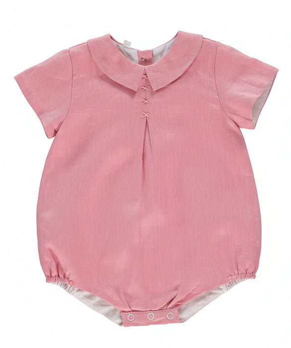 Linen Pleated Baby Girl Bubble Romper - Carriage Boutique 
