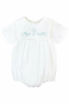 Baby Boy Baptism Bubble Hand Embroidered Cross with Bonnet 3